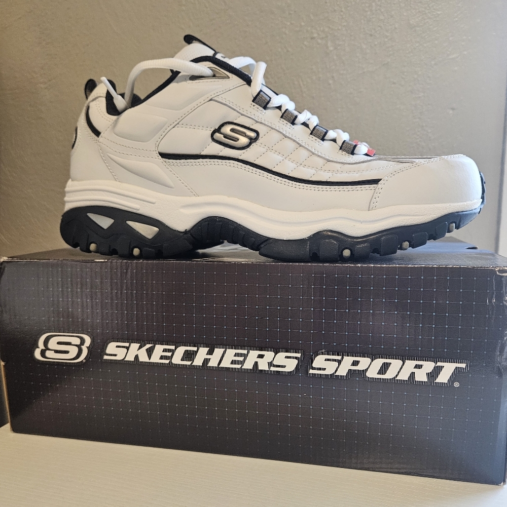 Skechers White and Black Sport Sneakers